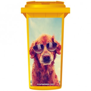 Vintage Style Golden Retriever Wheelie Bin Sticker Panel